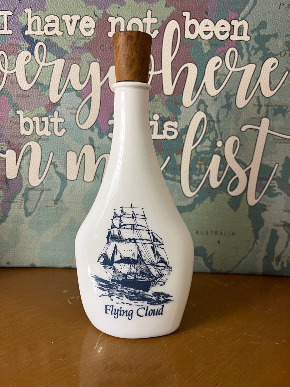 Vintage Old Spice Flying Cloud White Ceramic Nautical Bottle
